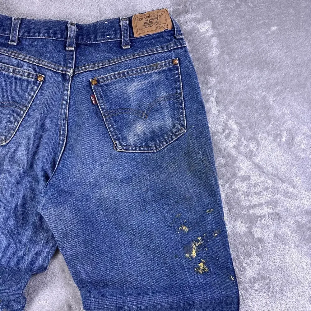VTG 80s Levi’s 557 Cowboys Jeans 29x30.5 USA Bootcut Distressed Thrashed Denim